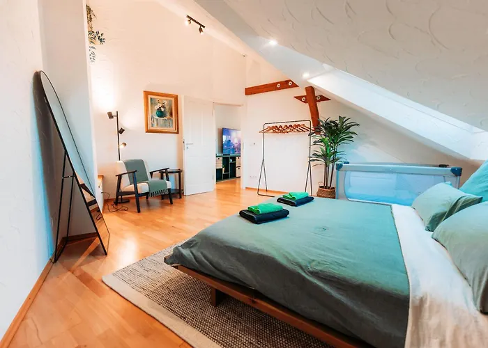 Spacious Penthouse With Ac And Free Parking Steps Away From The Station Кобленц